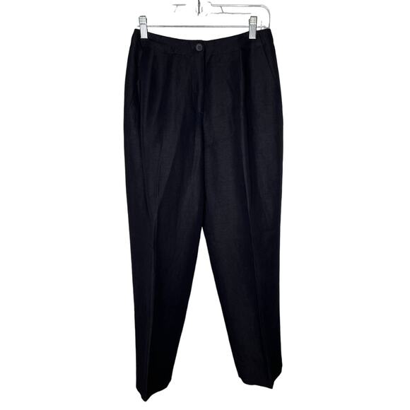 Ann Taylor 6 Vintage 90's High Waist LINEN Dress Pants Tapered Leg Ankle Black - Picture 1 of 3